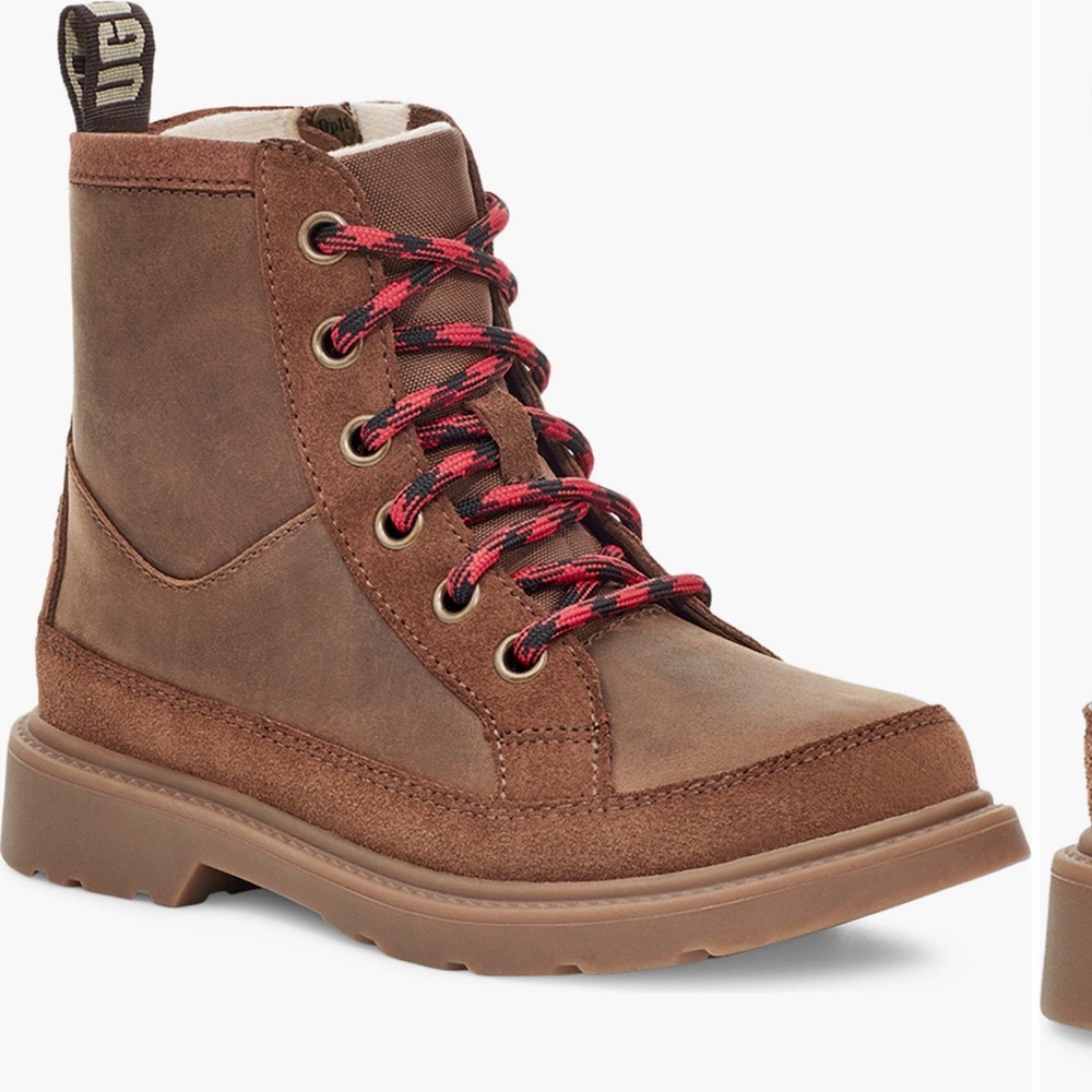 UGG Kids Brown Boots with Red Laces